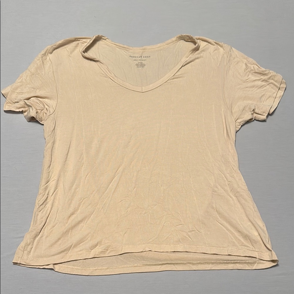 Women's Beige V-Neck Top